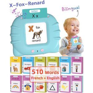 510 French-English Talking Flash Cards Bilingual Learning Toy for Ages 1–4